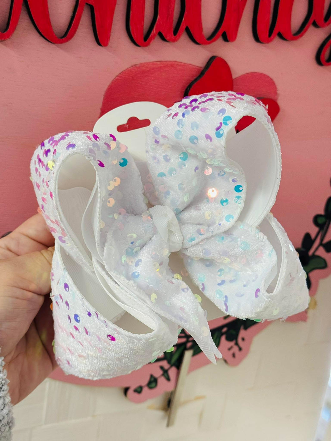 White Sequin Bow