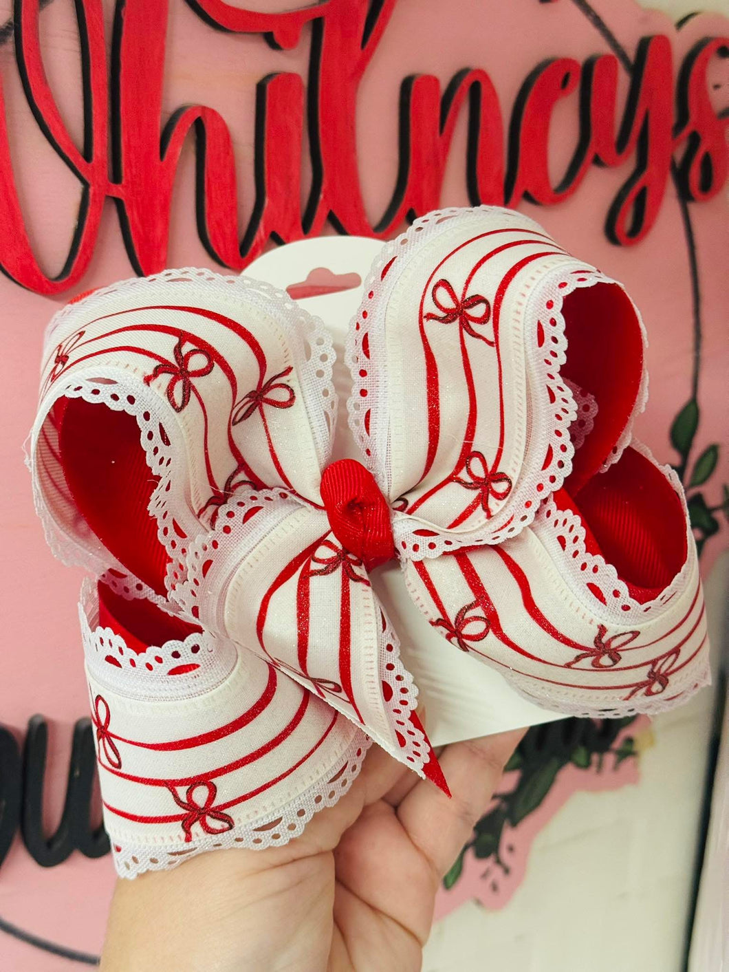 Red and White Christmas Bow Preorder