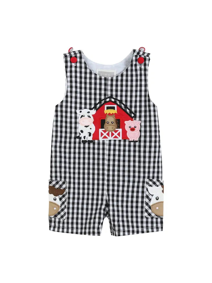 Black Gingham Barn Scene Overalls