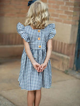 Load image into Gallery viewer, Wren &amp; James  Kids Navy Gingham Pinafore Jumper
