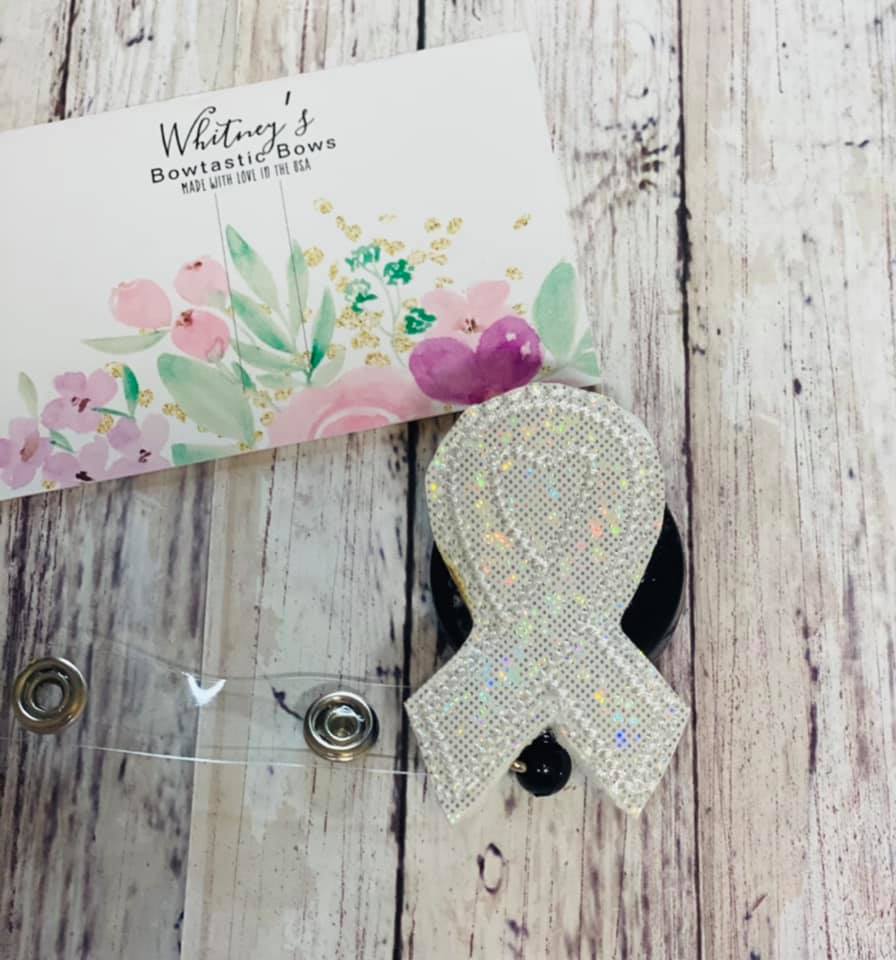 White Awareness Ribbon Badge Reel