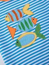 Load image into Gallery viewer, Honeydew Blue stripe fish applique boy top
