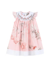 Load image into Gallery viewer, Pink Rose Smocked with Roses Bishop Dress
