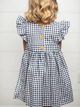 Load image into Gallery viewer, Wren &amp; James  Kids Navy Gingham Pinafore Jumper
